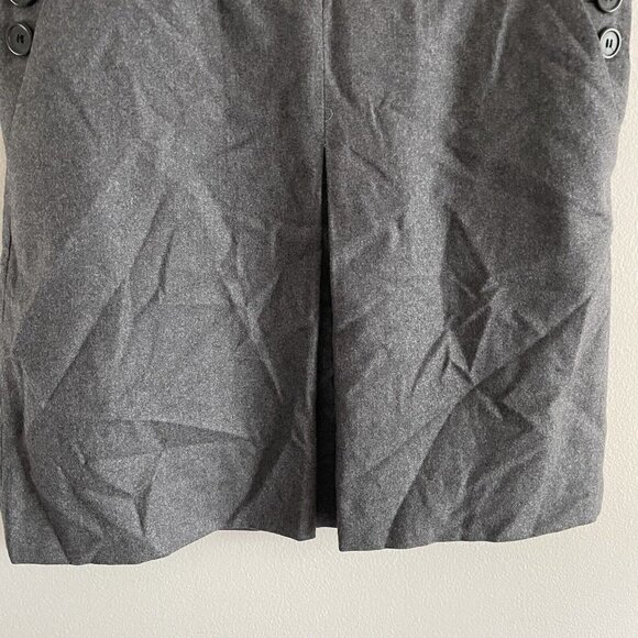 J Crew Wmn SZ 2 Gray W/Front Center Kick Pleat Knee Length Lined Wool Slim Skirt - Picture 2 of 6
